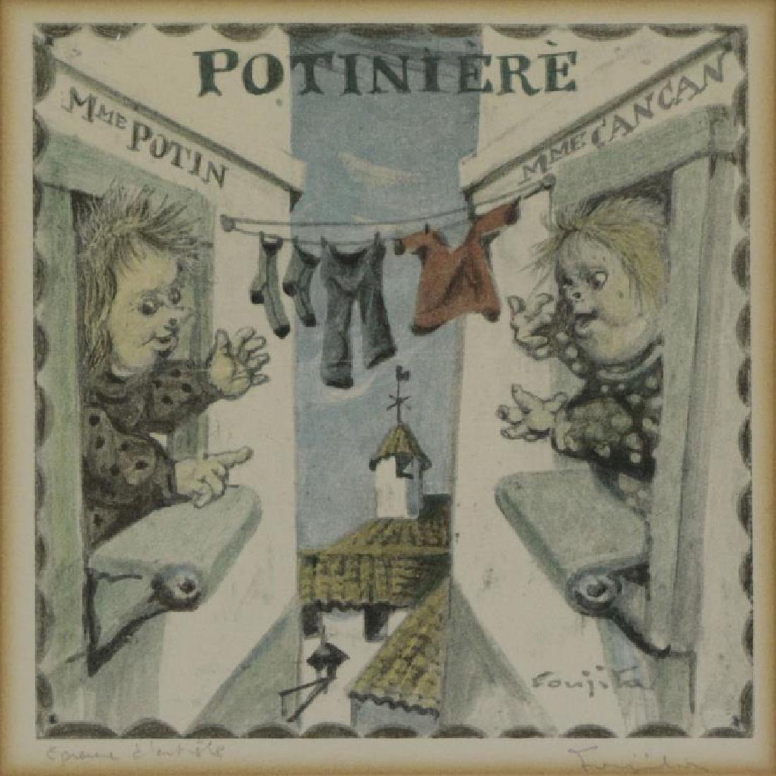 FOUJITA, Leonard. Color Lithograph. "Potiniere" (1 of 5)