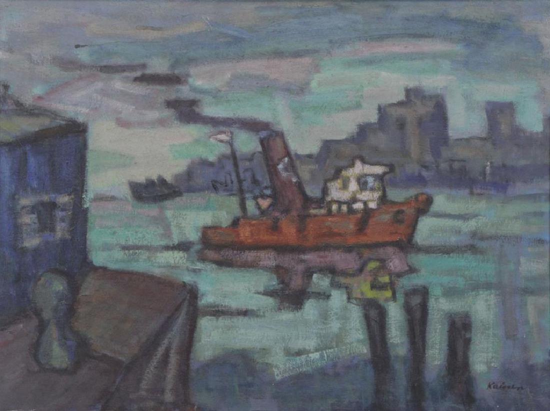 KAINEN, Jacob. Oil on Board. Tugboat on the River (1 of 8)