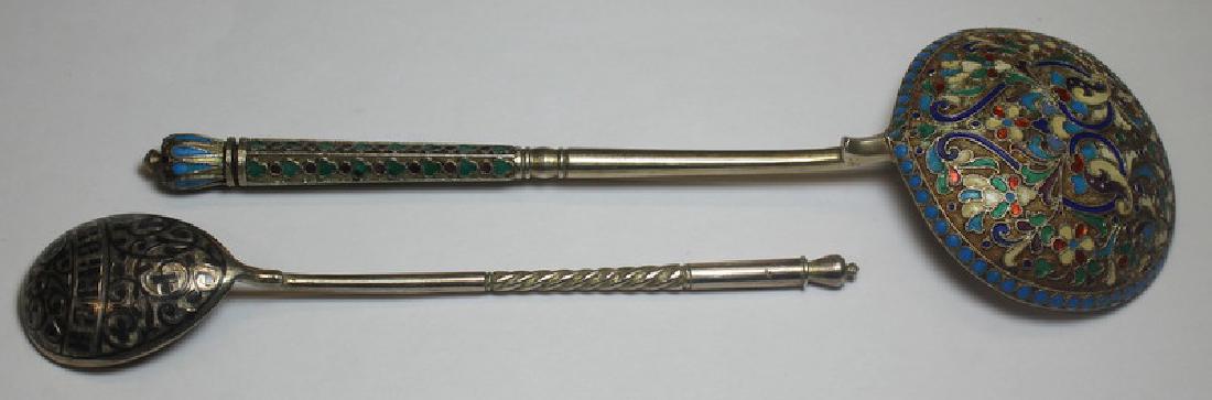 SILVER. 2 Antique Russian Silver Spoons. (1 of 10)