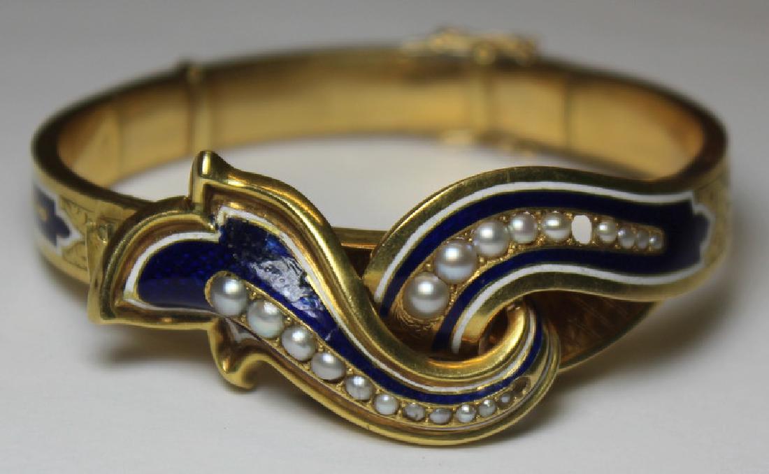 JEWELRY. French 18kt Gold, Enamel, and Pearl (1 of 6)