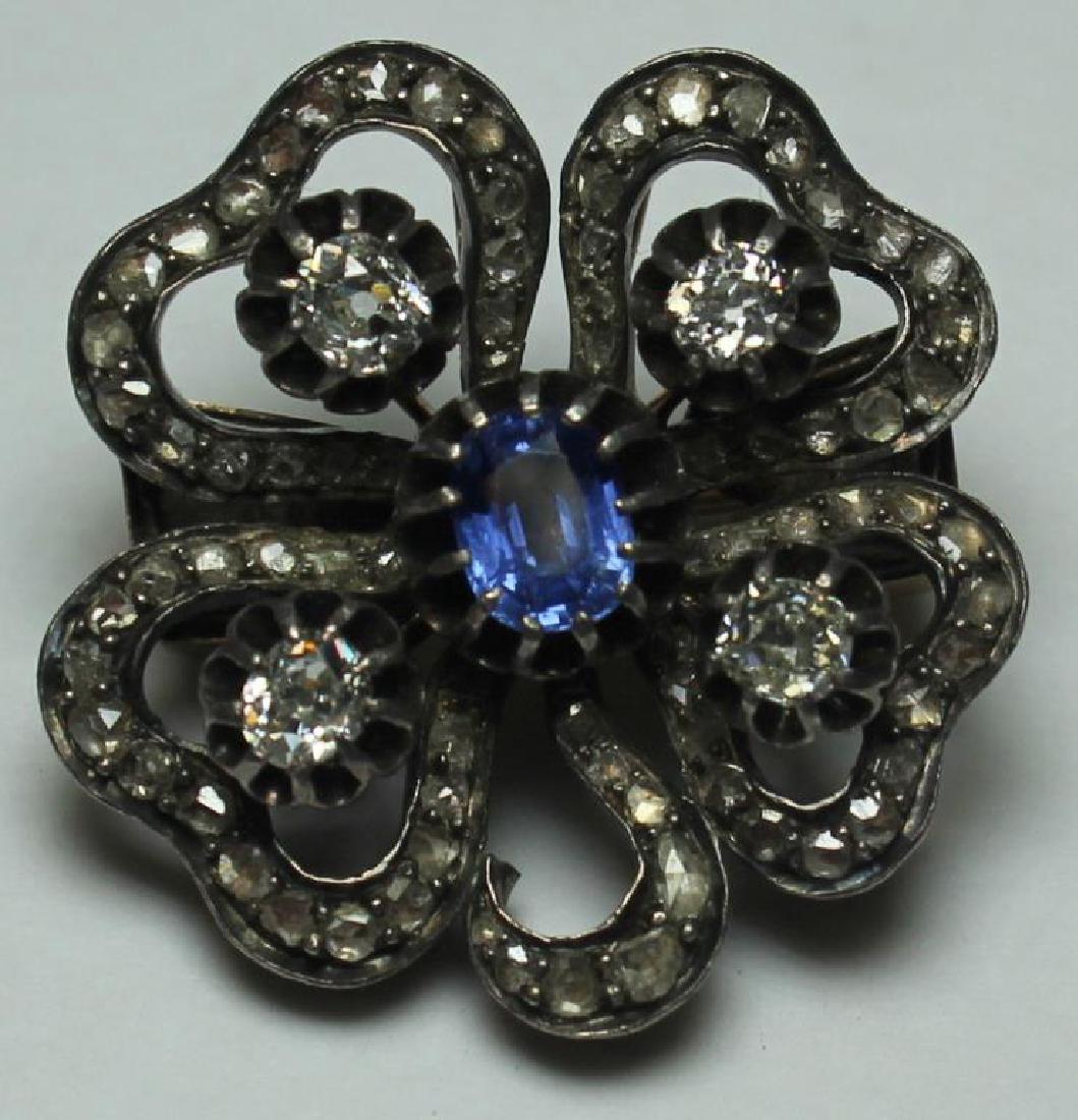 JEWELRY. Antique Diamond and Sapphire Pendant or (1 of 6)