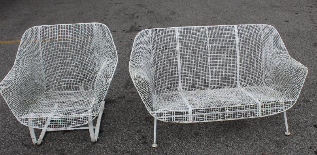 MIDCENTURY. Russell Woodard Enameled Sculptura: Settee and Lounge Chair. Dimensions: The sofa is 52" w x 25" d x 26" h.