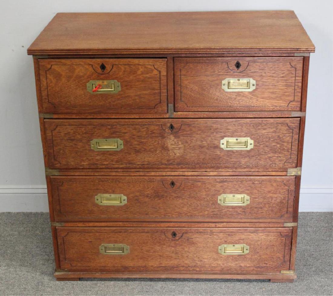 19 Century Oak Campaign Style 2 Piece Chest. (1 of 5)