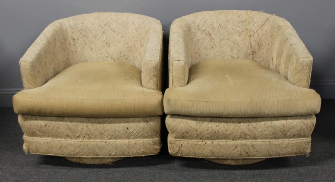 MIDCENTURY. Pair Of Upholstered Swivel Chairs (1 of 5)