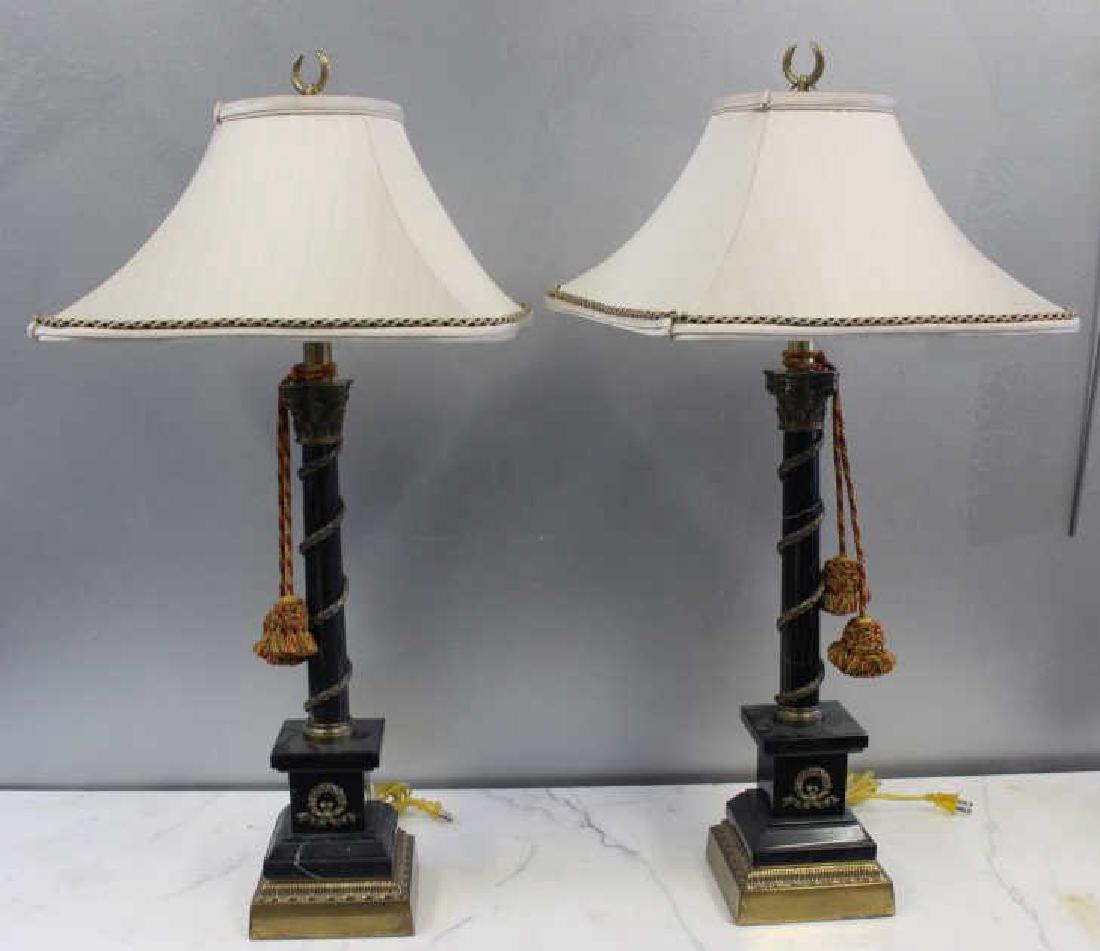 A Vintage Pair Of Gilt Metal Mounted Marble Column (1 of 3)