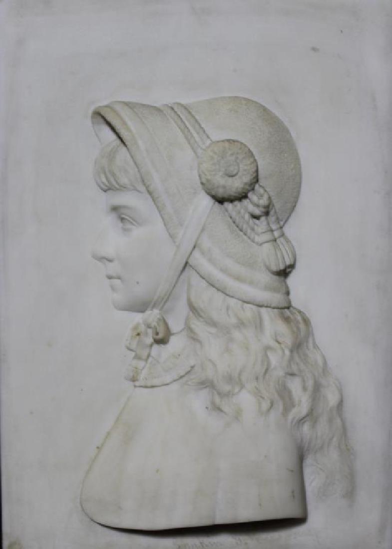 MEAD, Larkin. Signed Marble Plaque Of A Young Girl (1 of 6)