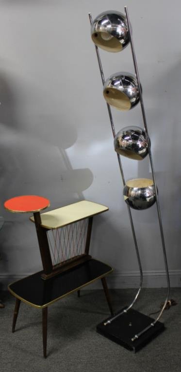 MIDCENTURY. Chrome 4 Light Floor Lamp and (1 of 10)