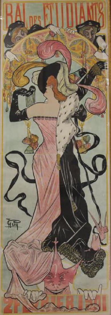 French Lithograph Poster "Bal des Etudiants" 1901. (1 of 8)