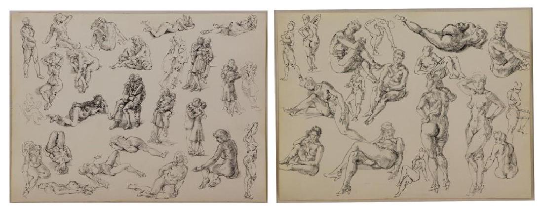 MARSH, Reginald. Two Ink on Paper Figure Studies. (1 of 6)