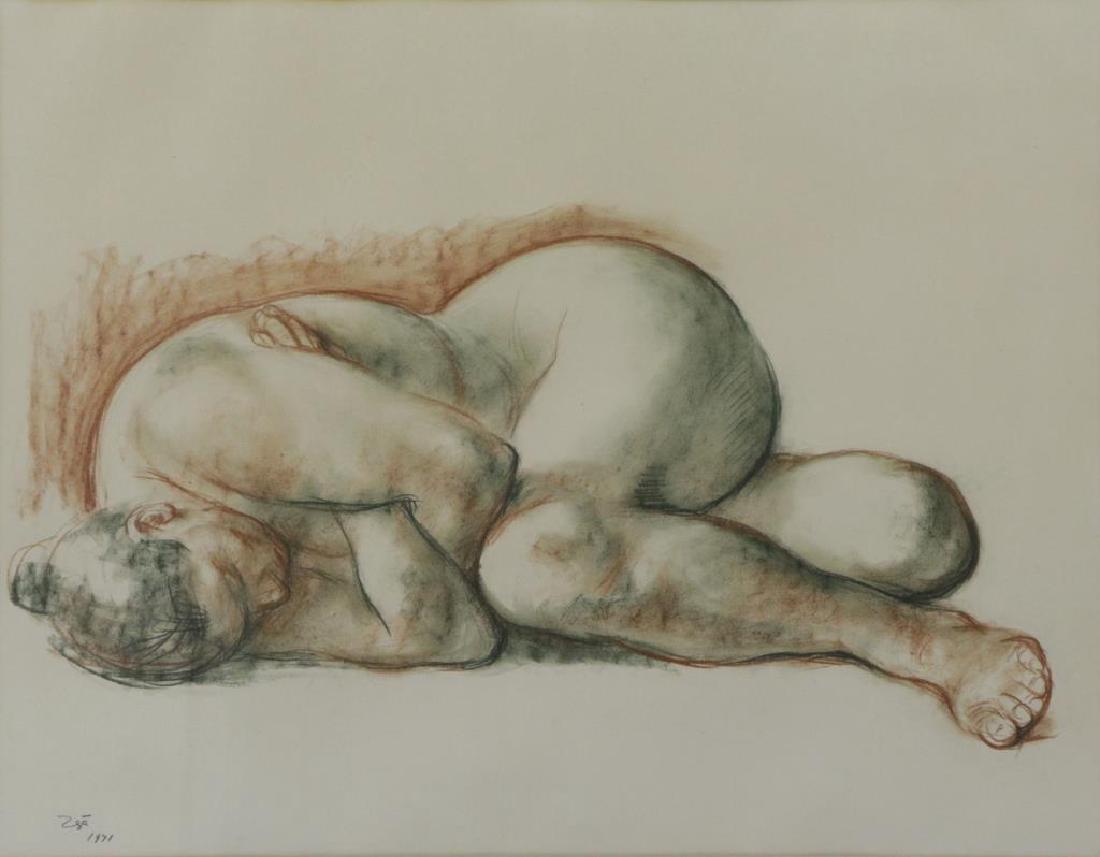 ZUNIGA, Francisco. "Desnudo Acurrucado" Pastel on (1 of 9)