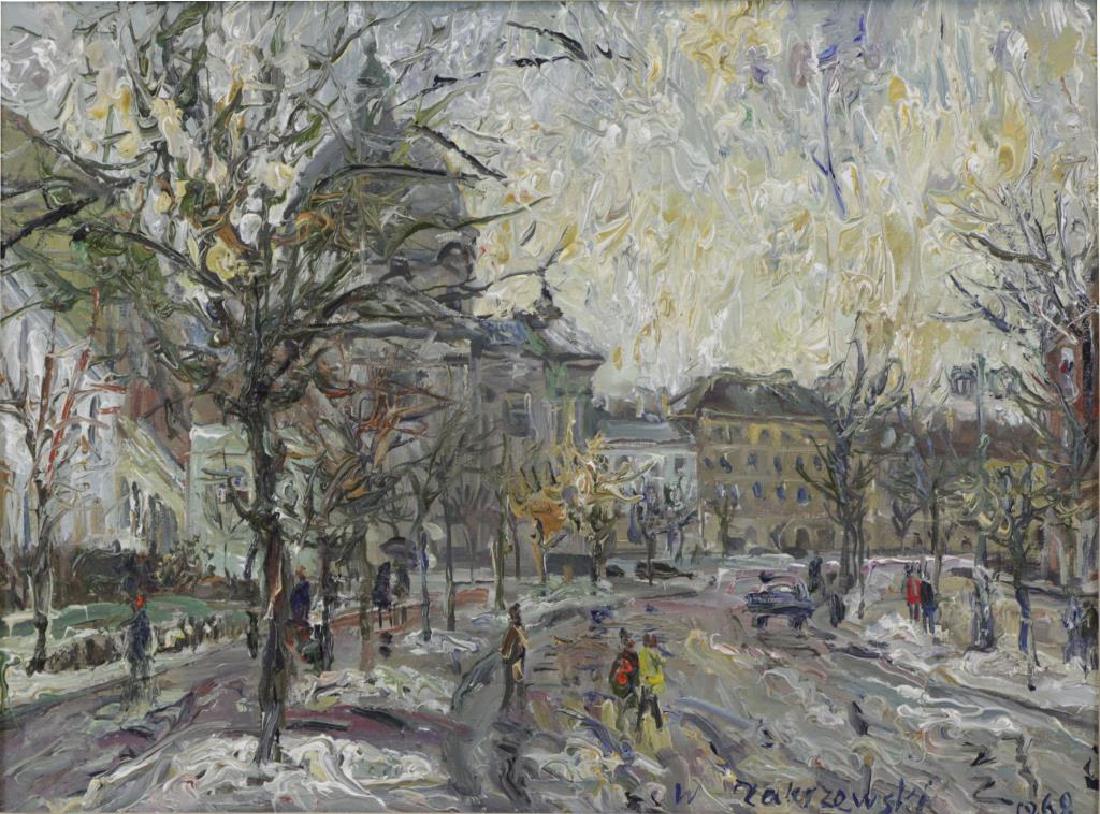 ZAKRZEWSKI, Wlodzimier. Oil on Canvas "Warszawa (1 of 8)