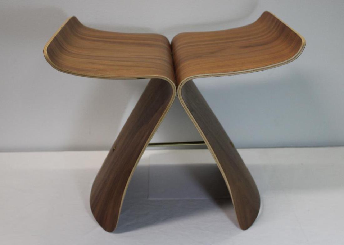 Vintage Bentwood Butterfly Stool.: Attributed to Sori Yanagi. Brass Stretcher unsigned but marked '12' and '5' Dimensions: 16.5"w 12"d x 15.5 " h