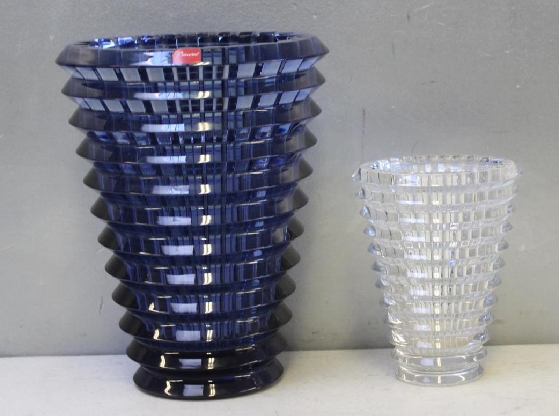 BACCARAT. Midnight Blue & Clear Glass "EYE" Vases (1 of 5)