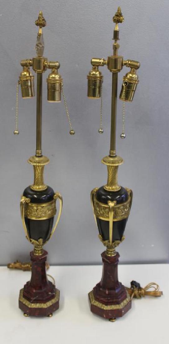 Pair of Patinated and Gilt Bronze Urn Form Lamps (1 of 7)