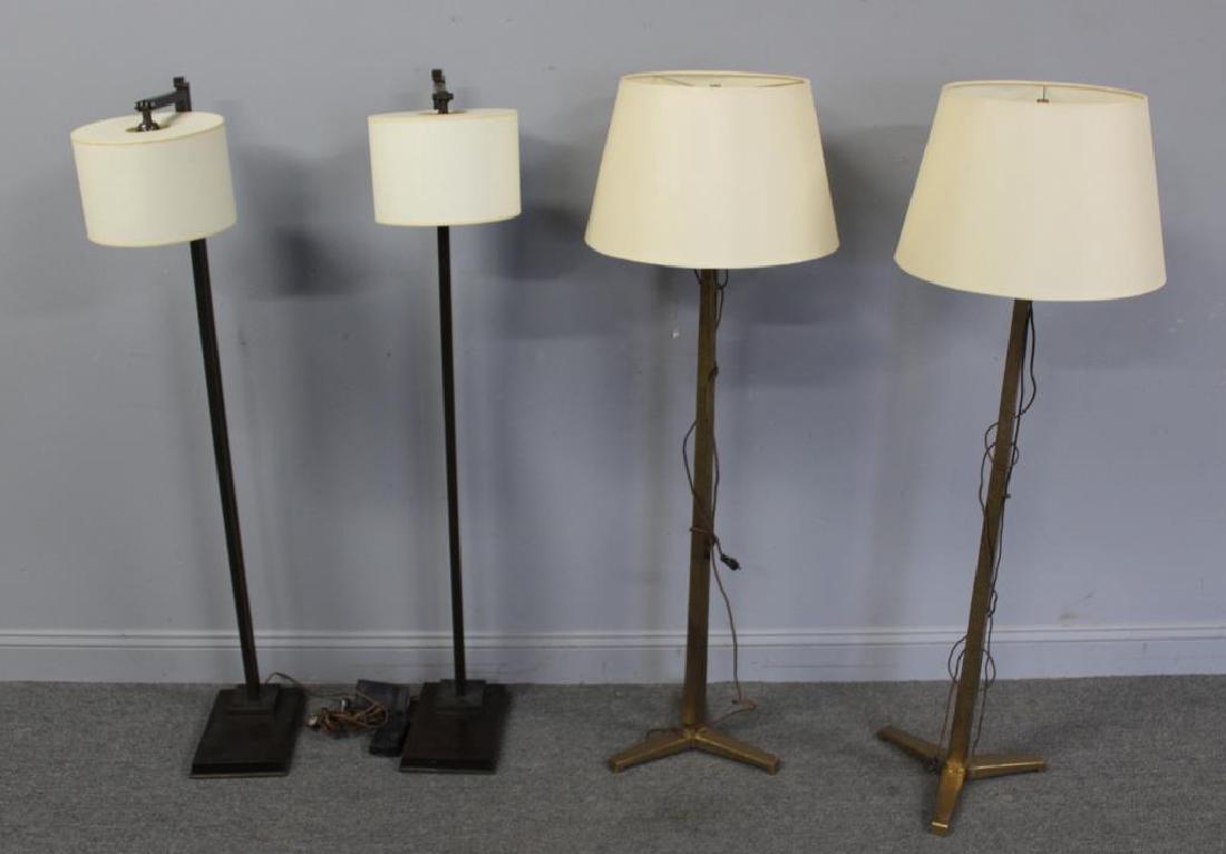 Lot Of 4 Holly Hunt Tall Metal Lamps: From a Scarsdale, NY estate. - Dimensions: 53" h (dark steel) and 54" h (brass)
