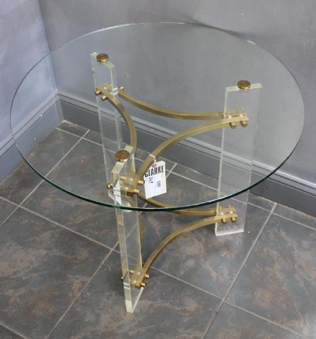 MIDCENTURY. Lucite , Brass and Glass Top Center (1 of 4)