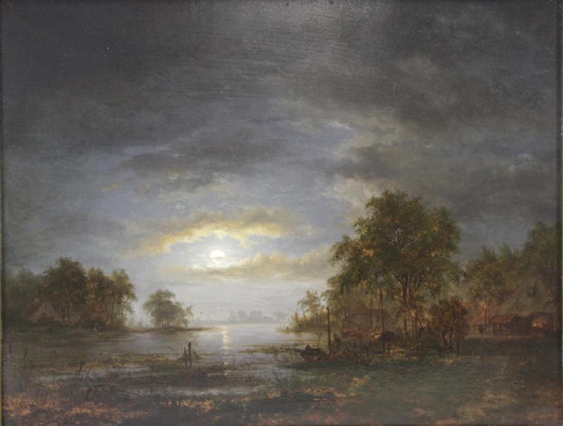 UNSIGNED. Oil On Panel "River Life At Dusk" (1 of 7)