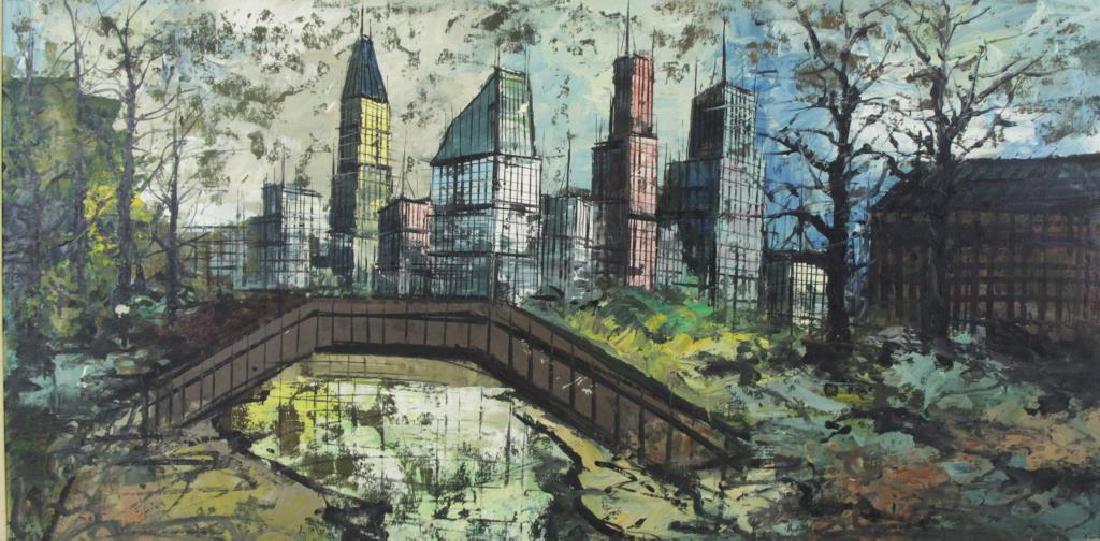 ELVIS? Signed Large Oil on Canvas. "Cityscape". (1 of 7)