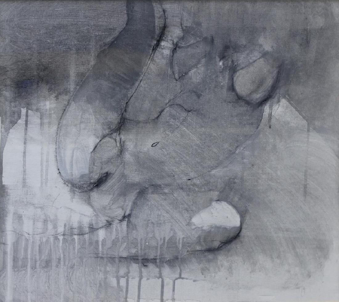 ACEVES, Gustavo. Oil on Canvas. "Senza Titolo.": 2002. Venice Design Gallery Label verso. (Gustavo Aceves Mexico 1931 -)From a Larchmont, NY storage. - Dimensions: 15.75" high x 19.75"