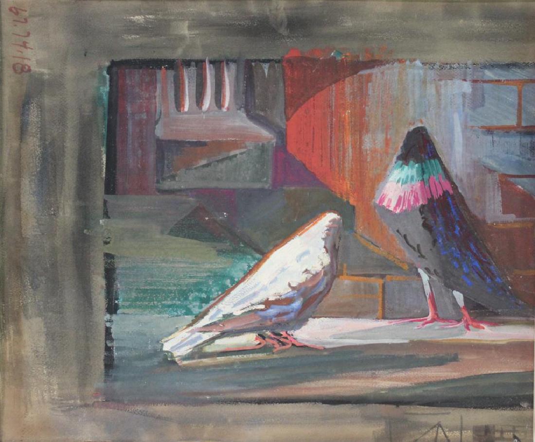 UNSIGNED. Gouache on Paper Board. Birds. (1 of 7)