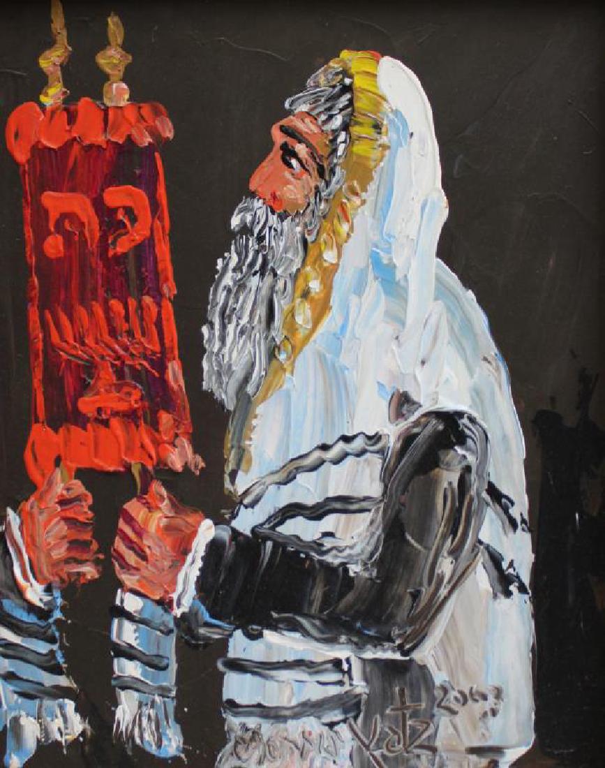 KATZ, Morris. Oil on Board. Jewish Figure with (1 of 4)