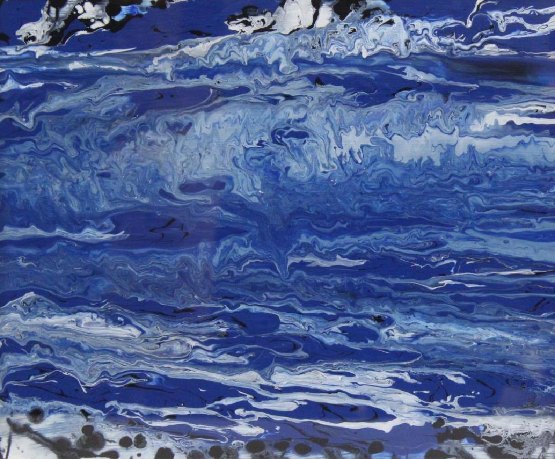 BLOCH, Ada. Oil on Paper. Blue Abstraction. 1997 (1 of 4)