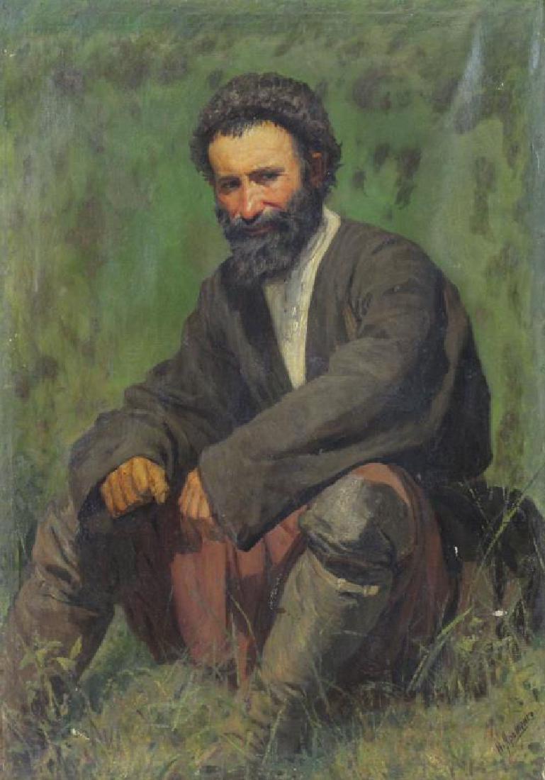 YAROSHENKO, Nikolai. Oil on Canvas. Seated Peasant (1 of 13)
