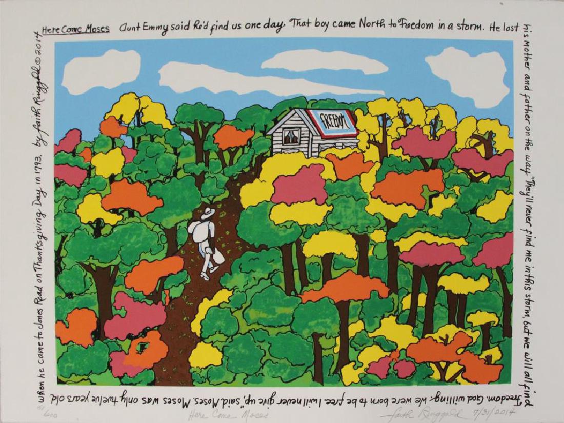 RINGGOLD, Faith. Lithograph. "Here Comes Moses". (1 of 4)