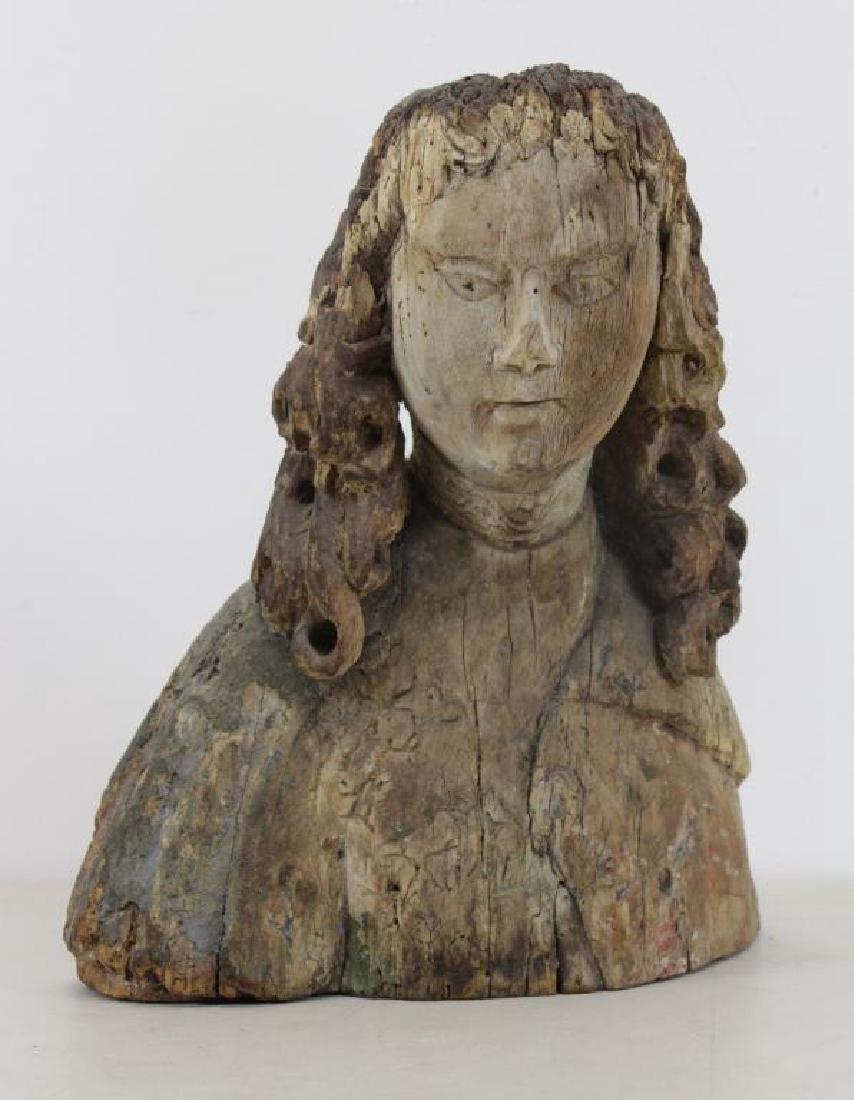 16th C.  German Carved Wood Bust. (1 of 10)