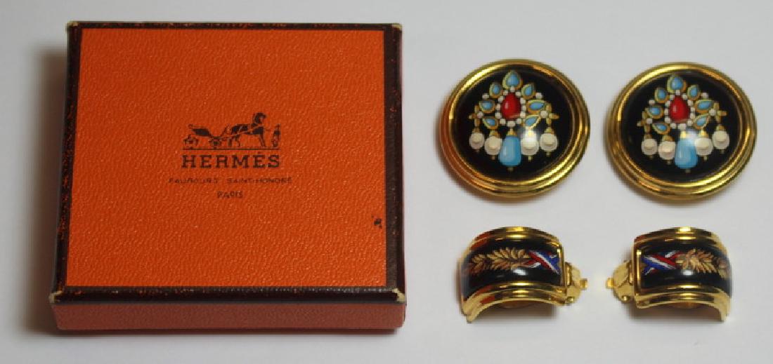 JEWELRY. (2) Pairs of Hermes Earrings or Ear Clips (1 of 6)