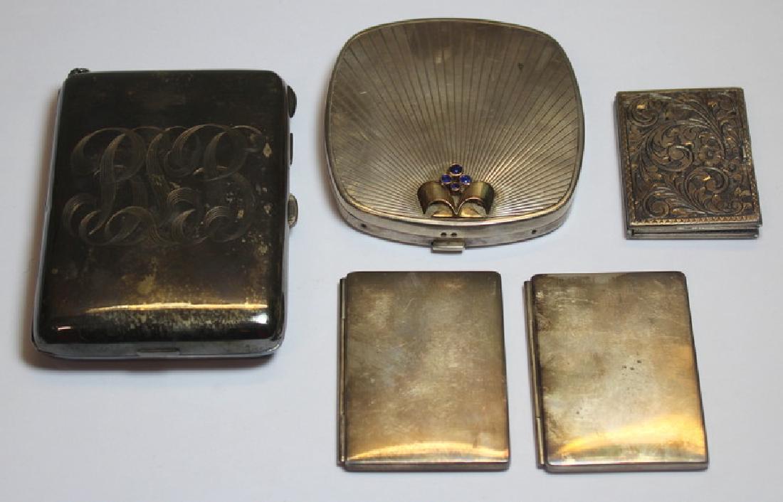 STERLING. Grouping of Silver Compacts Inc. Tiffany (1 of 9)