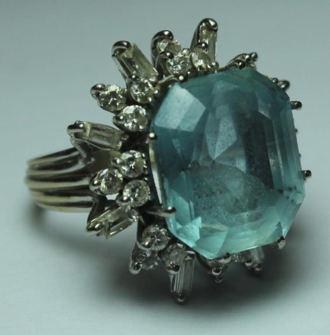 JEWELRY. 18kt Gold, Aquamarine, and Diamond Ring. (1 of 5)