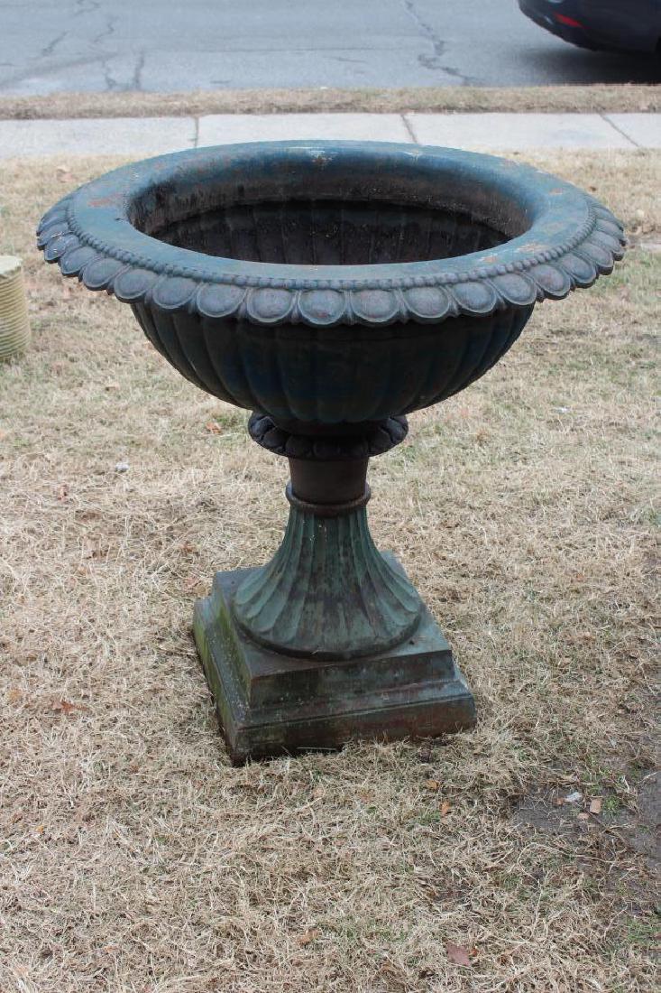 Large Patinated Cast Iron Pedestal Planter. (1 of 4)
