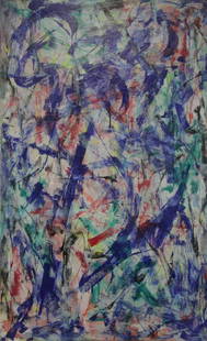 FRANKS, Seymour. Oil on Canvas. "No. 6" Abstract.: Signed upper left. Peridot Gallery label affixed verso. Seymour Franks (American, 1916-1981). From a New York City collection. - Dimensions: 55" high x 34" wide.