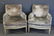 Pair of Down Filled Louis XVI Style Arm Chairs.