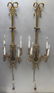 Pair Of Antique 4 Arm Gilt Bronze Lyre Form