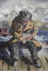 WOLCHONOK, Louis. Watercolor. Man with Tugboat. - 3