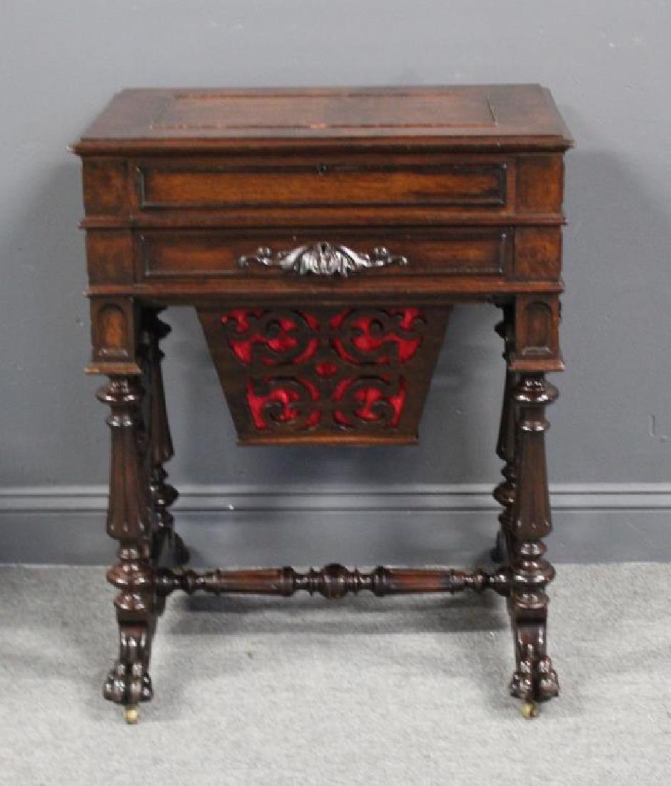 Signed Victorian Mahogany Sewing Stand. (1 of 9)