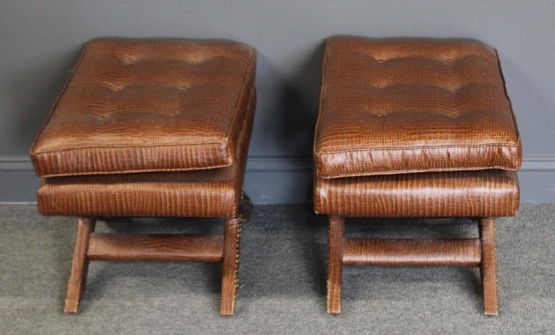 A Pair of Faux Skin X Form Benches. (1 of 3)