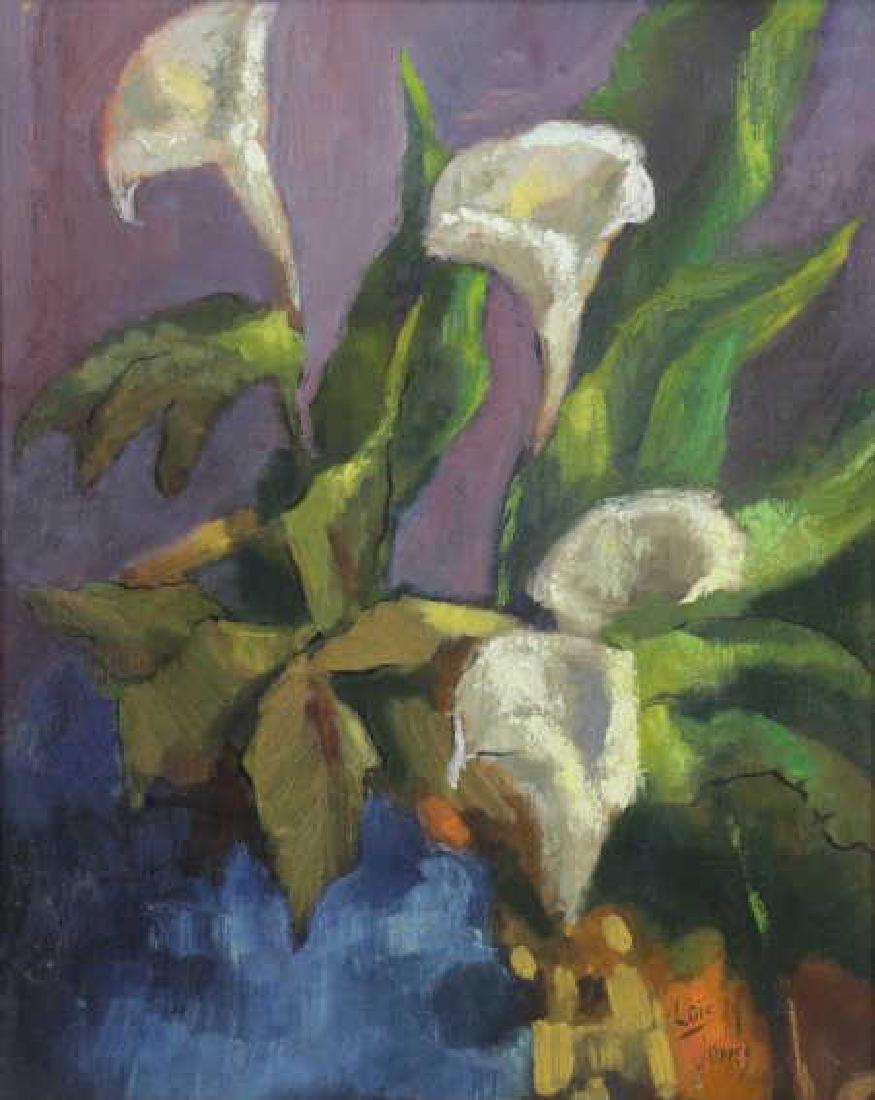 JONES, Lois Mailou. Oil on Board. Lilies. (1 of 7)