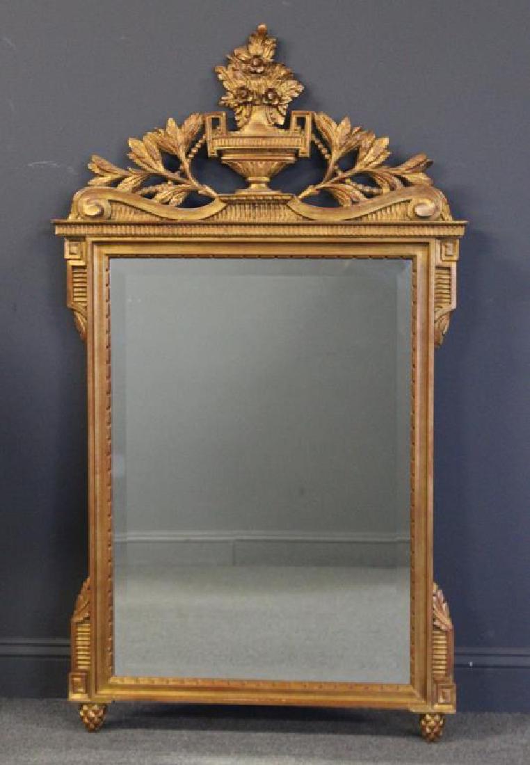 Vintage Carved and Giltwood Mirror With Urn Crown (1 of 6)
