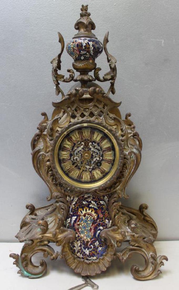 French Bronze and Cloisonne Clock. (1 of 7)