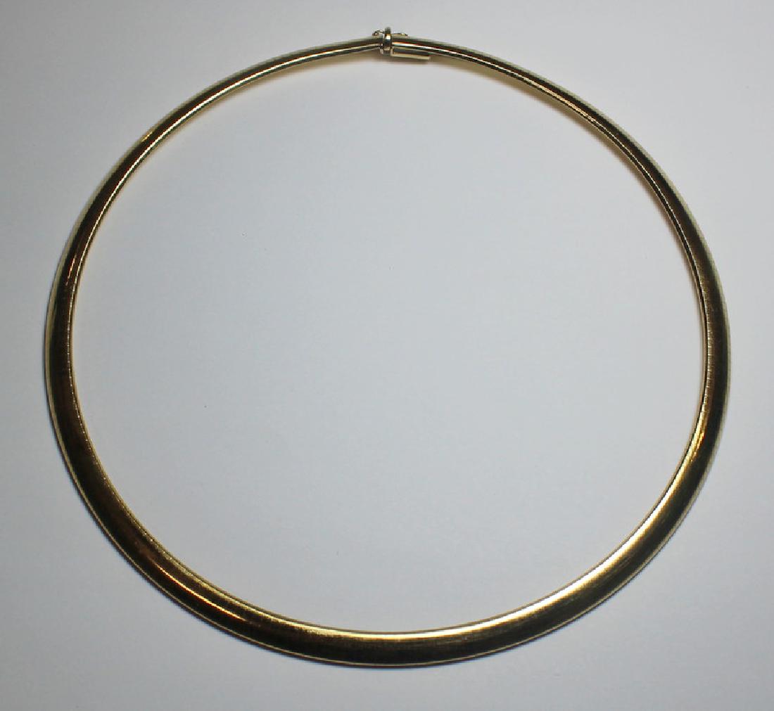 JEWELRY. Signed Italian 14kt Gold Choker Length: Necklace. Italian 14kt yellow gold choker length necklace. Stamped, "14kt, Italy" with monogrammed maker's mark of dE. Total approx. weight is 24 dwt. From a West End Ave, Manhattan estate. Dimensions