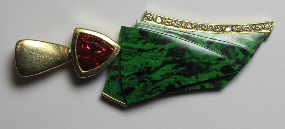 JEWELRY. Signed 14kt Gold, Colored Gem, & Diamond (1 of 8)