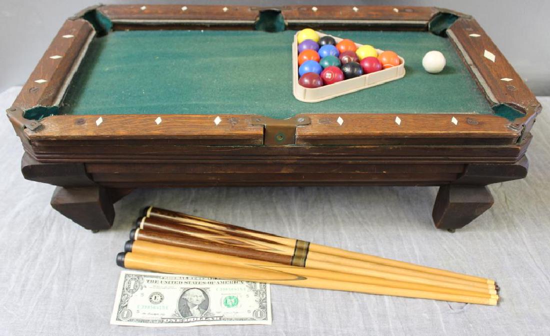 Salesman's Sample Miniature Pool Table with 5 (1 of 15)