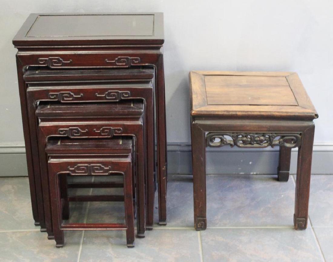 Lot of Chinese Hardwood Tables To Inc. (1 of 2)