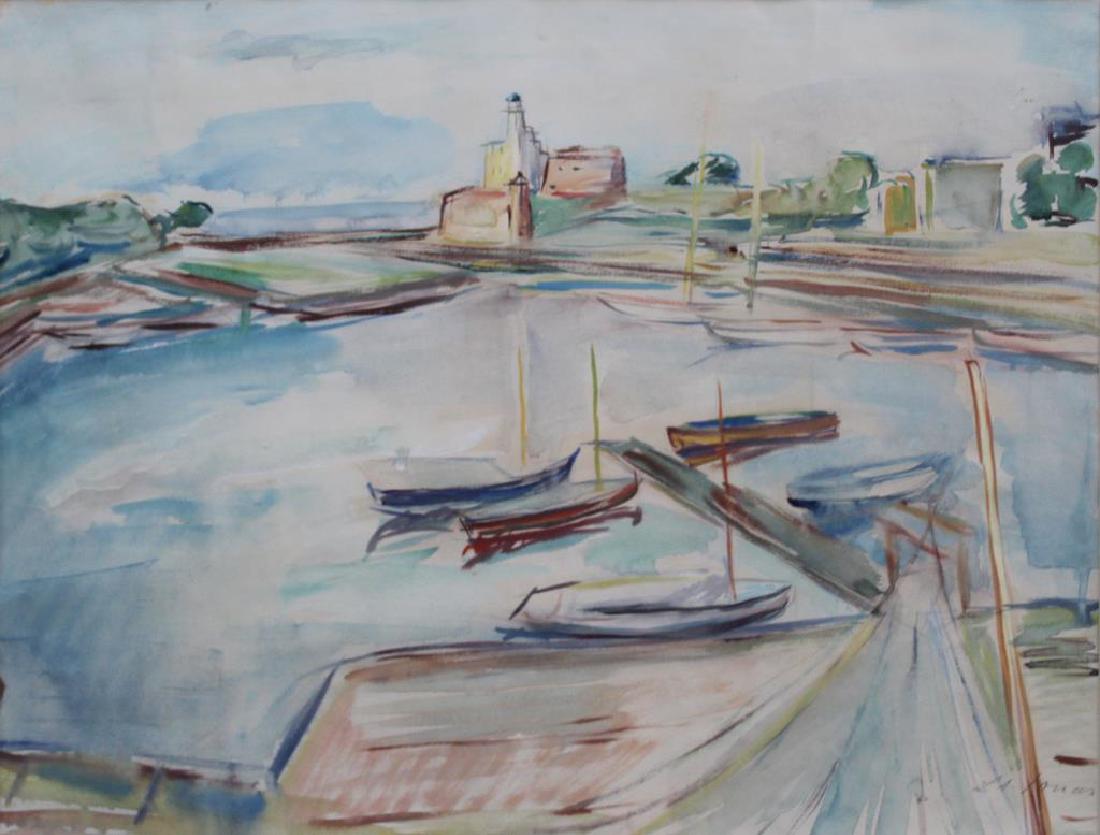 JONAS, Ludwig. Watercolor. Boats. (1 of 4)