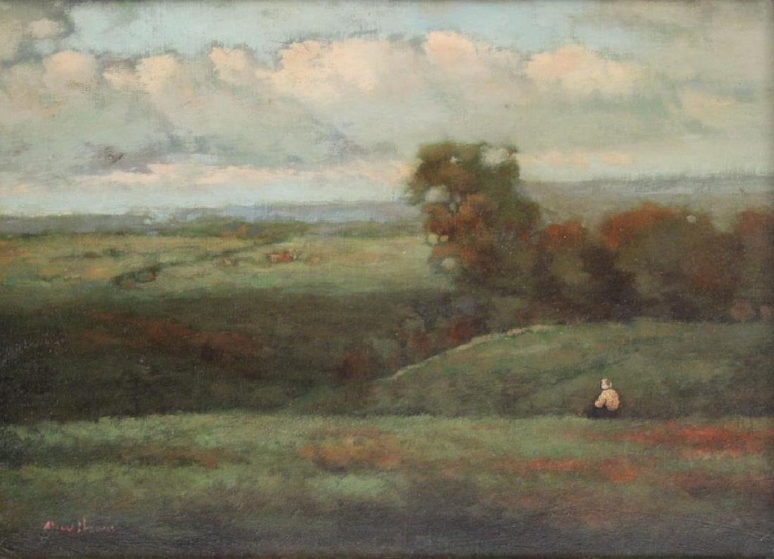 ILLEGIBLY Signed. Oil on Canvas. Barbizon Style (1 of 5)