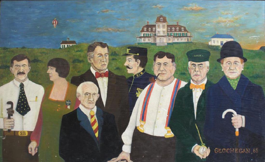 GEOGHAGEN. Oil on Board. Folk Art Group Portrait (1 of 9)
