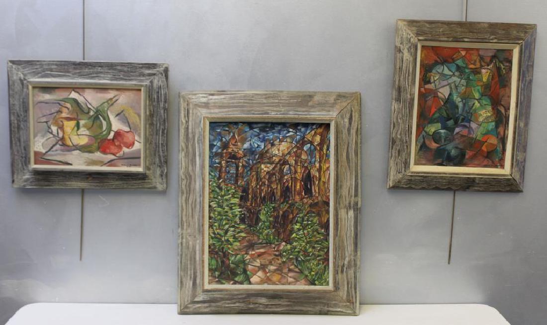 THREE Abstract Oils on Board. Abstractions. (1 of 8)